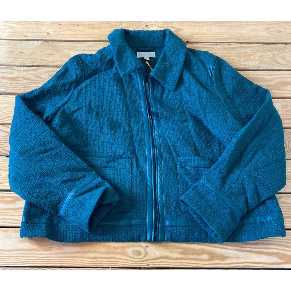 NWT $120 Rye Grass Full Zip Collared Jacket Size 1X Women’s Green